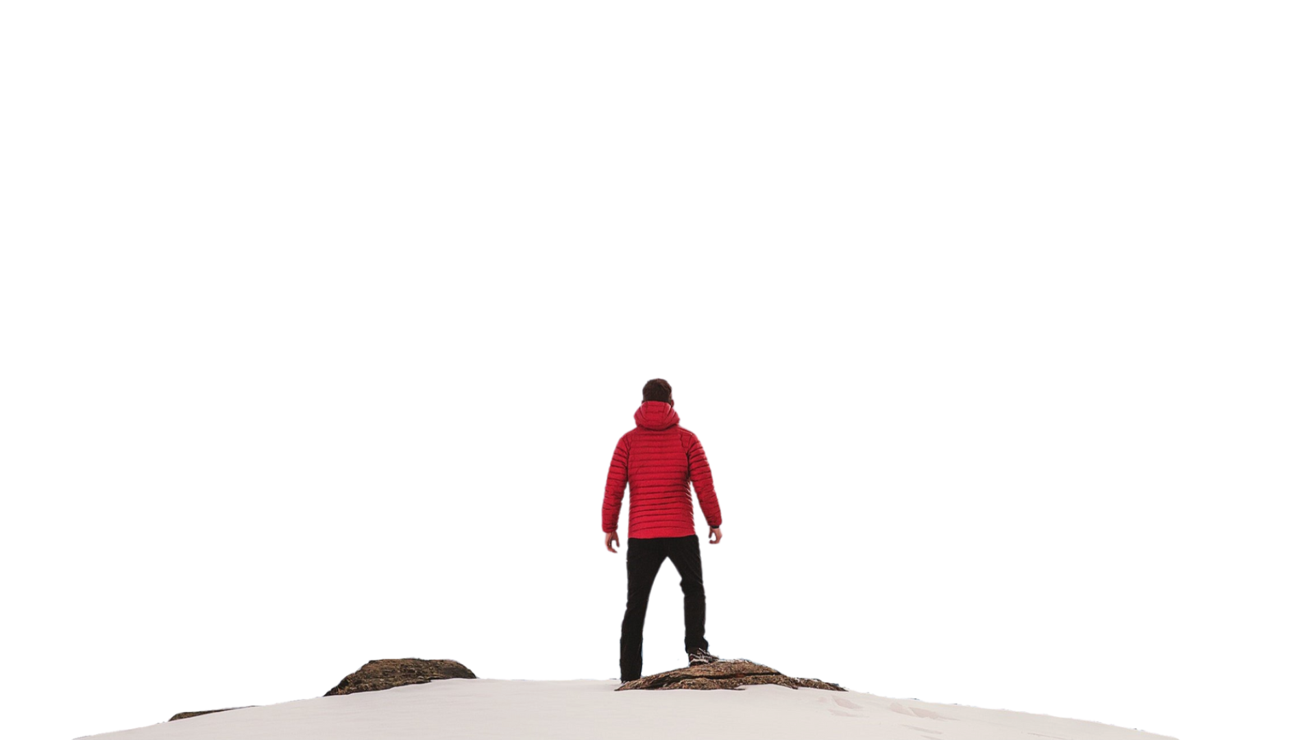 person staring mountain